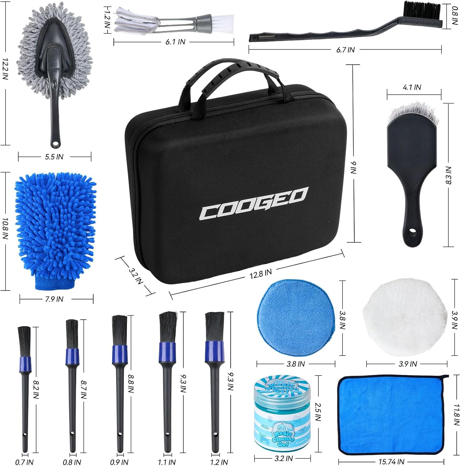 21Pcs Car Detailing Kit,Compelete Car Cleaning Kits Interior Cleaner with Detailing Brushes,Car Wash Kit with Cleaning Gel,Wash Mitt, Car Care Gift for Men