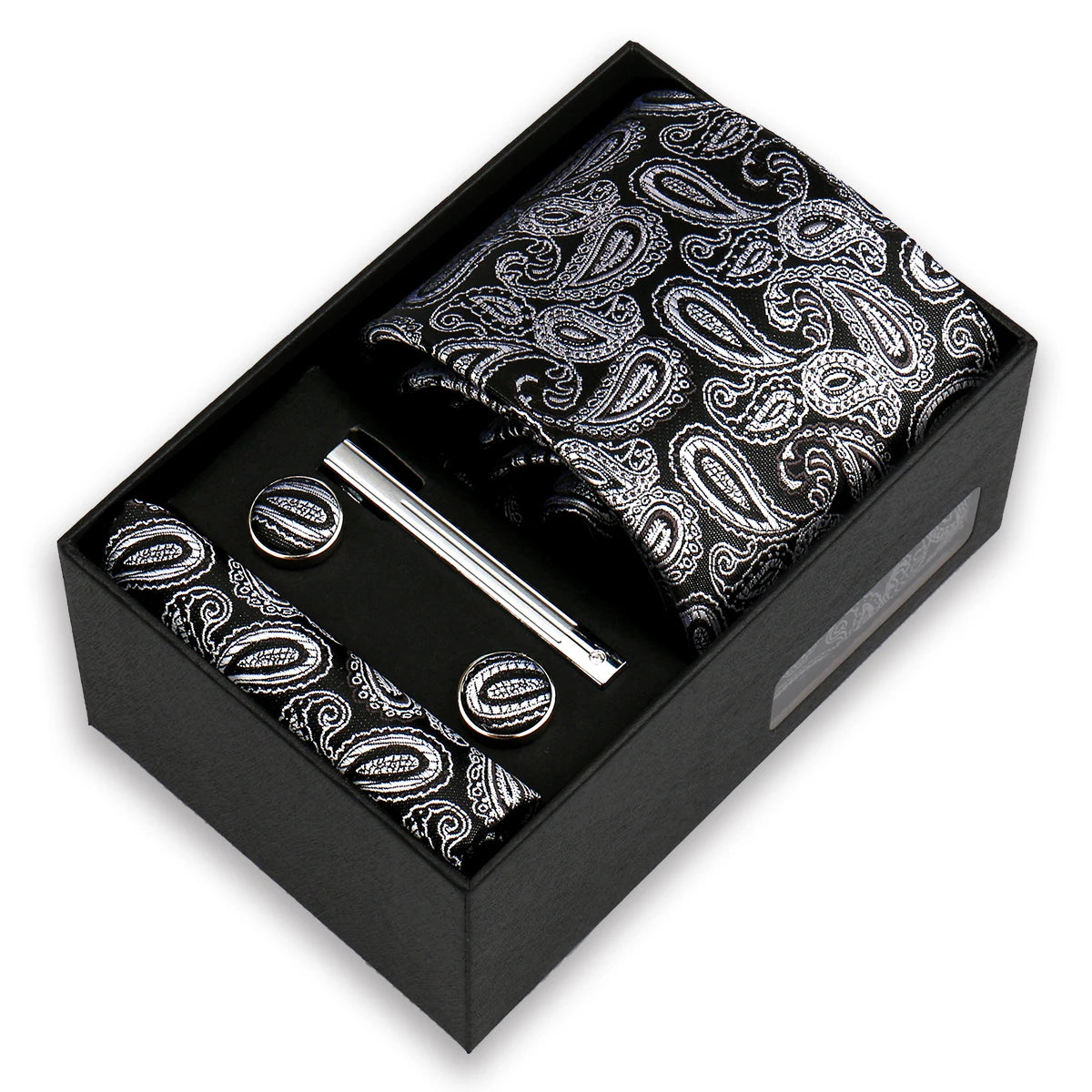 Luxury Tie Set for Men Wedding Gift Box Business Party Fashion Men Tie Set Paisley Handchief Cufflink Tie-Clip Suit Gift for Man