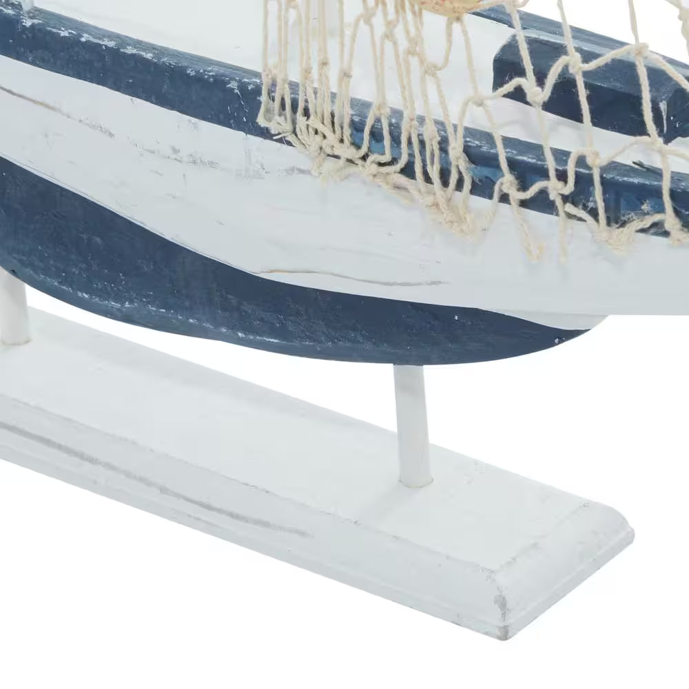 Oriana White 17 In. X 25 In. Wood Sail Boat Sculpture (Set of 2)