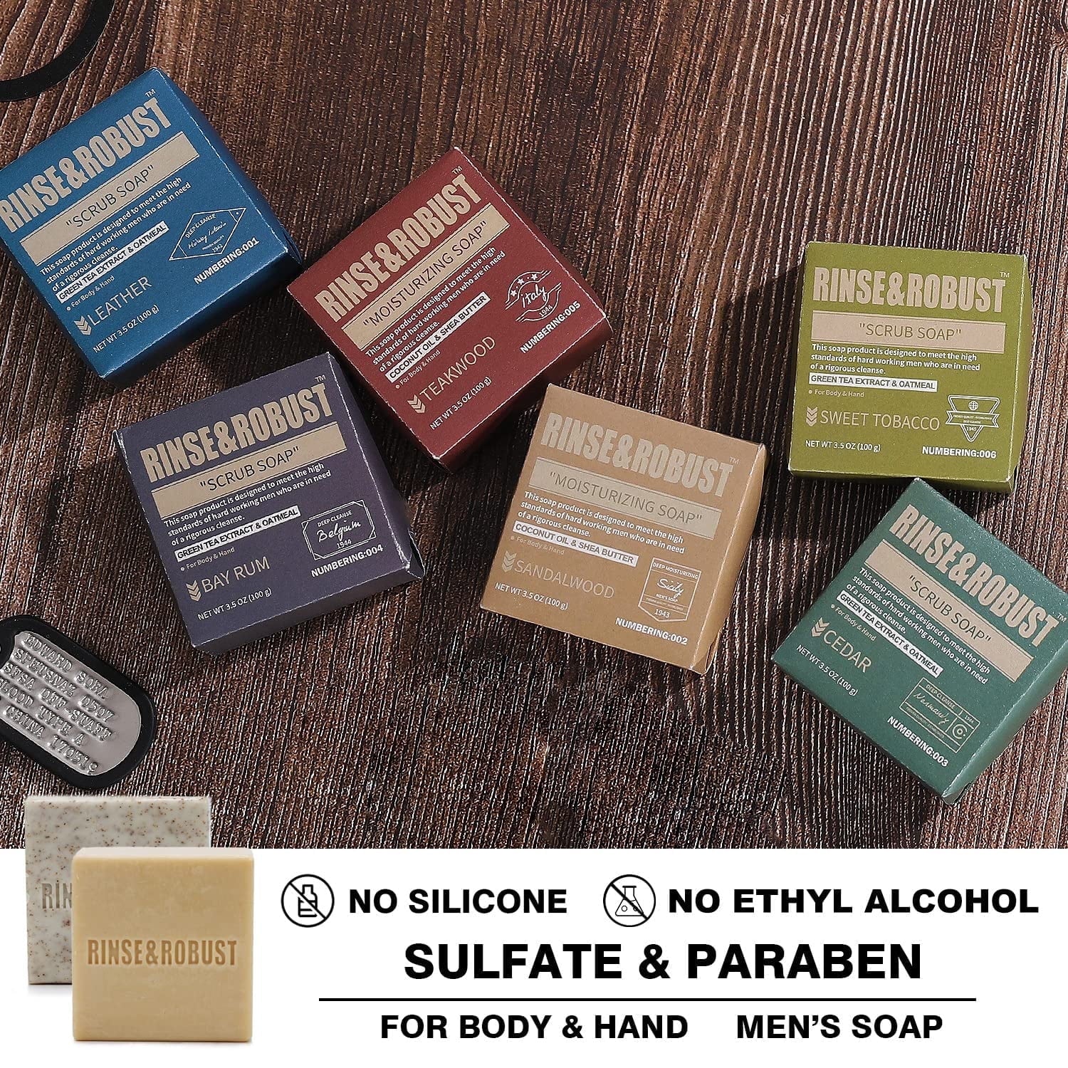 Mens Bar Soap Bath Sets for Men Father'S Day Gifts, Natural Clean & Fresh & Moisturizing & Exfoliating Scrub Soap Bar|3.5Oz of 6 Bars