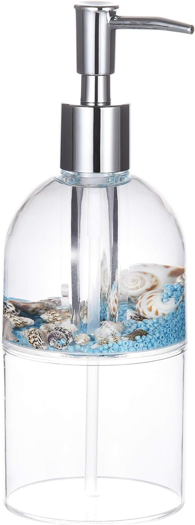 4 Piece Acrylic Liquid 3D Floating Motion Bathroom Vanity Accessory Set Oceam Theme Sea Shell Conch Toothbrush Holder, Tumbler, Soap Dispenser, Soap Dish