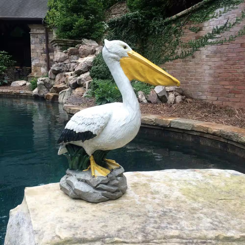 20 In. Pelican Bronze Collectible Beach Statue on Coastal Rock