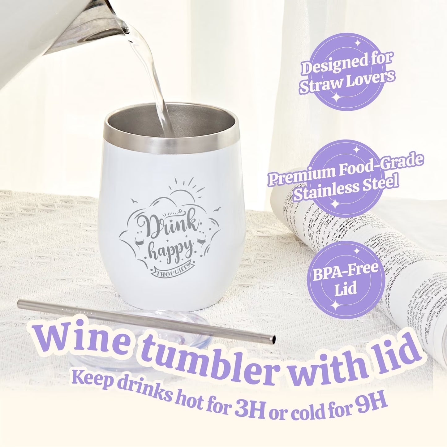 Spa Gift Sets for Women, 9 Pcs Lavender Bath Set Relaxing Birthday Mothers Day Gifts Baskets for Mom with Stainless Steel Tumbler