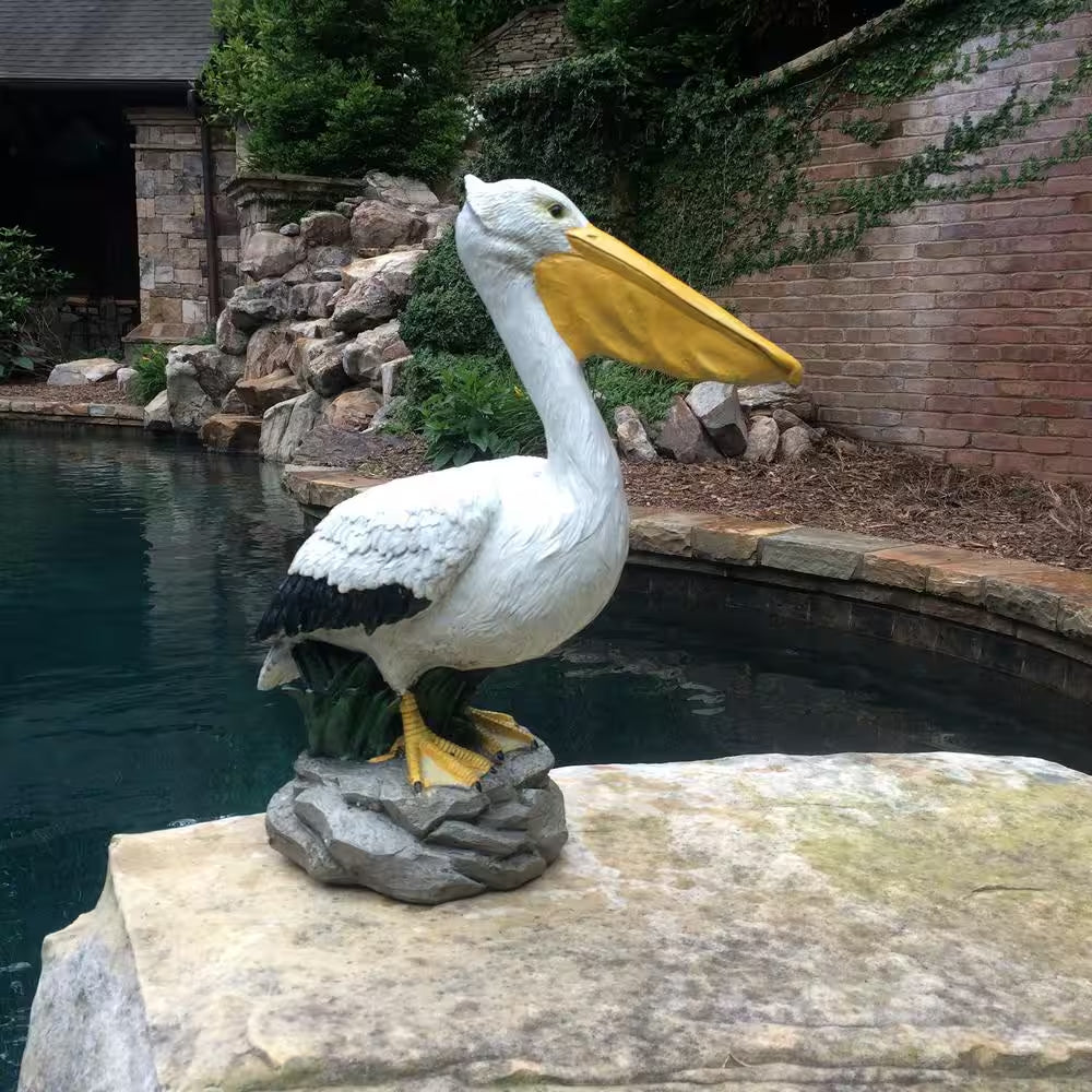 20 In. Pelican Bronze Collectible Beach Statue on Coastal Rock
