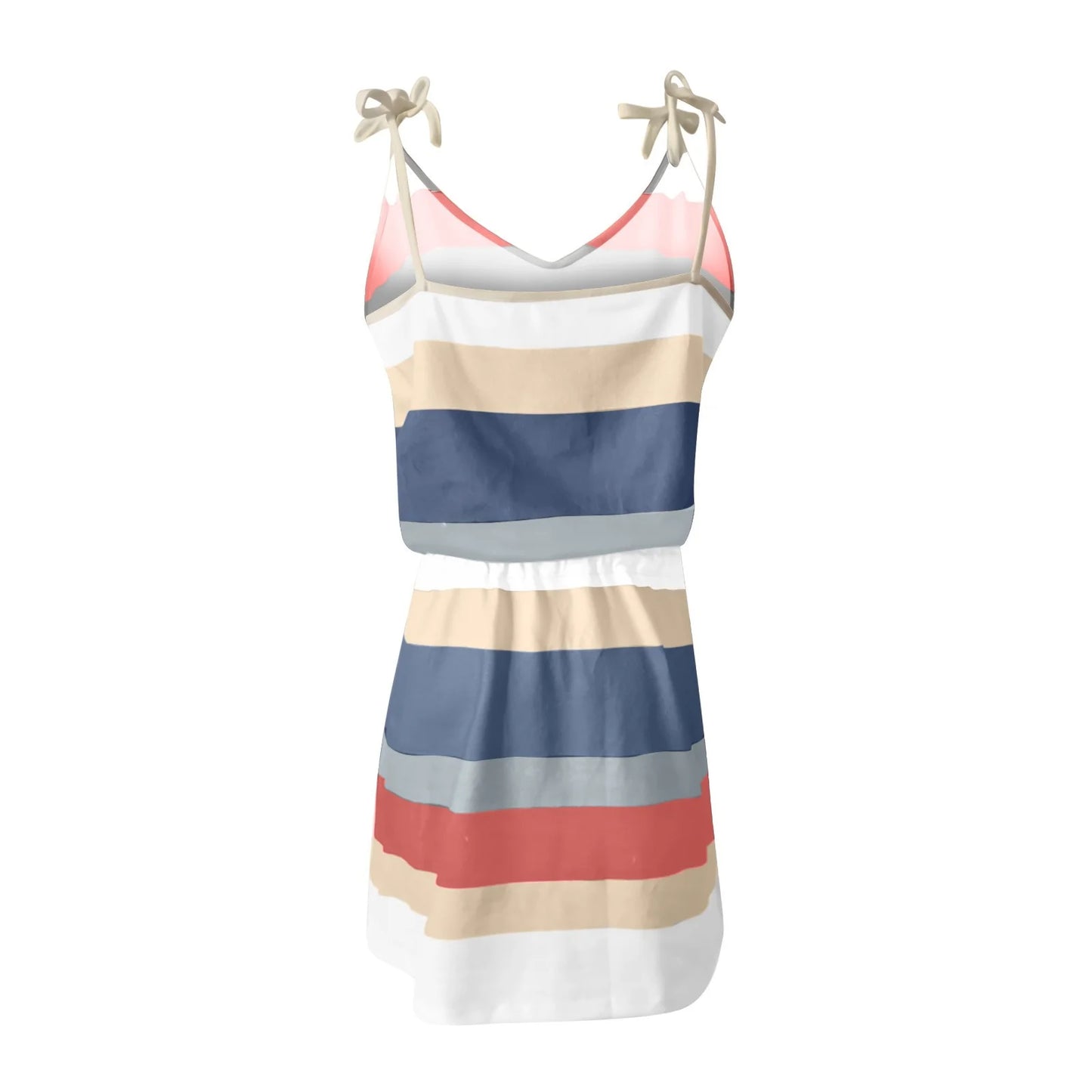 Usmixi Womens Summer Mini Sundress Vacation Floral Print Drawstring Pocket Short Dress V Neck Sleeveless Spaghetti Strap Dresses for Beach Blue M