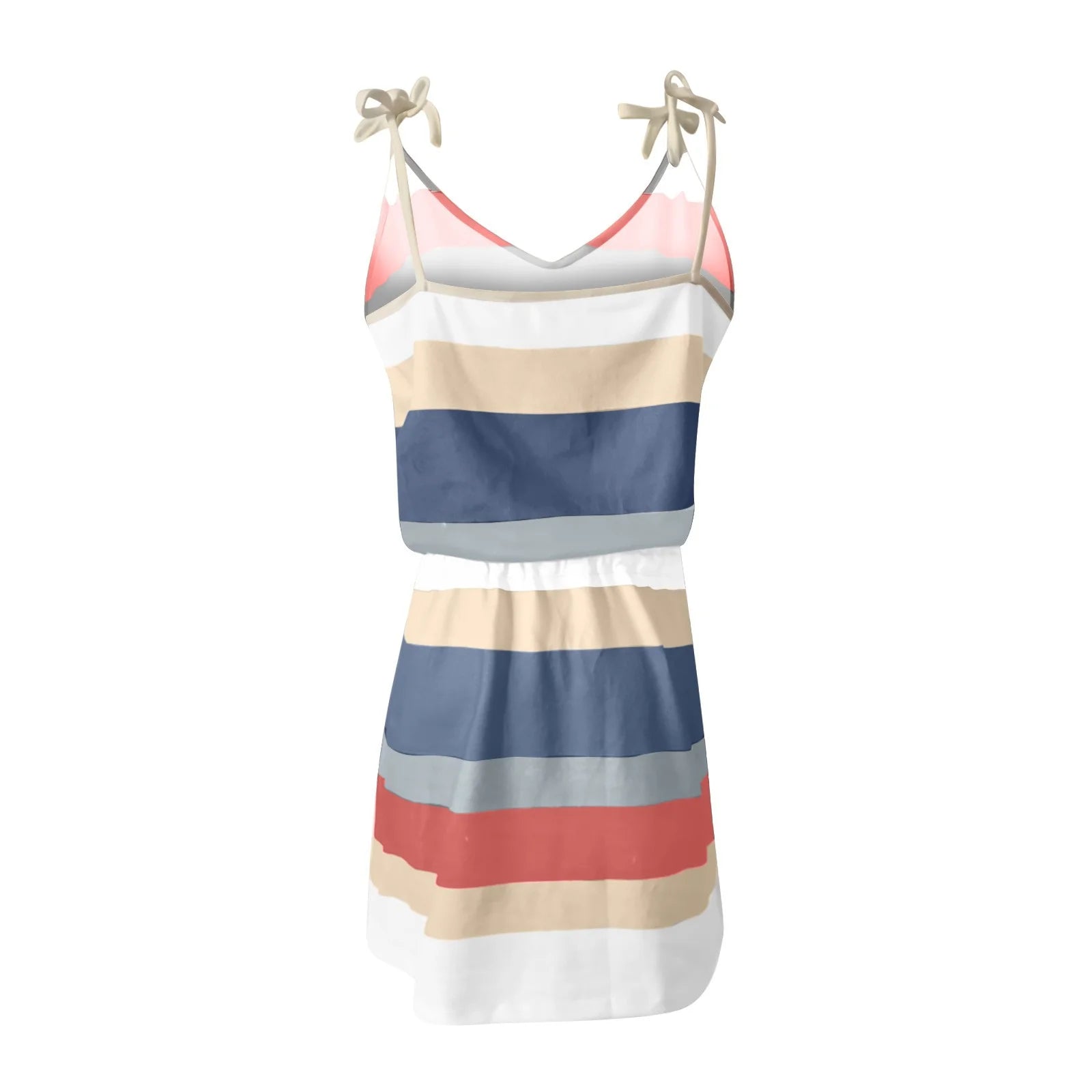 Usmixi Womens Summer Mini Sundress Vacation Floral Print Drawstring Pocket Short Dress V Neck Sleeveless Spaghetti Strap Dresses for Beach Blue M