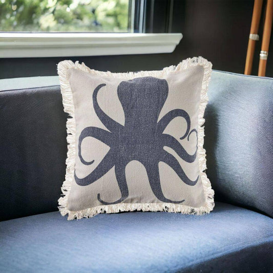 Cream Beach and Nautical Polyester 18 In. X 18 In. Throw Pillow
