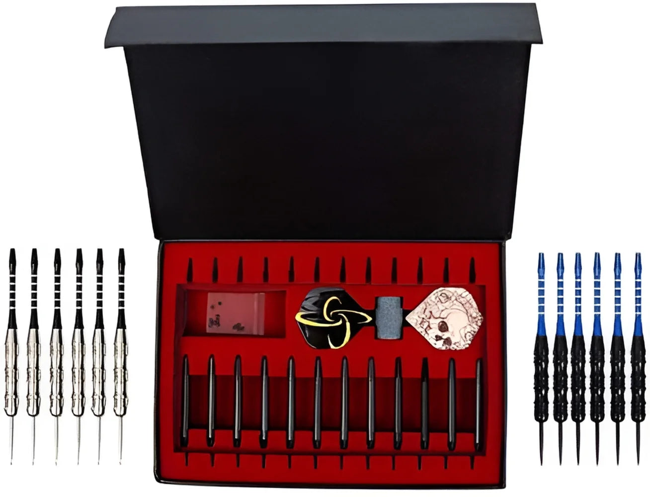 Steel Tip Darts Set 12 Pack 22 Grams with 2 Style Flights and Darts Sharpener, Gift Box