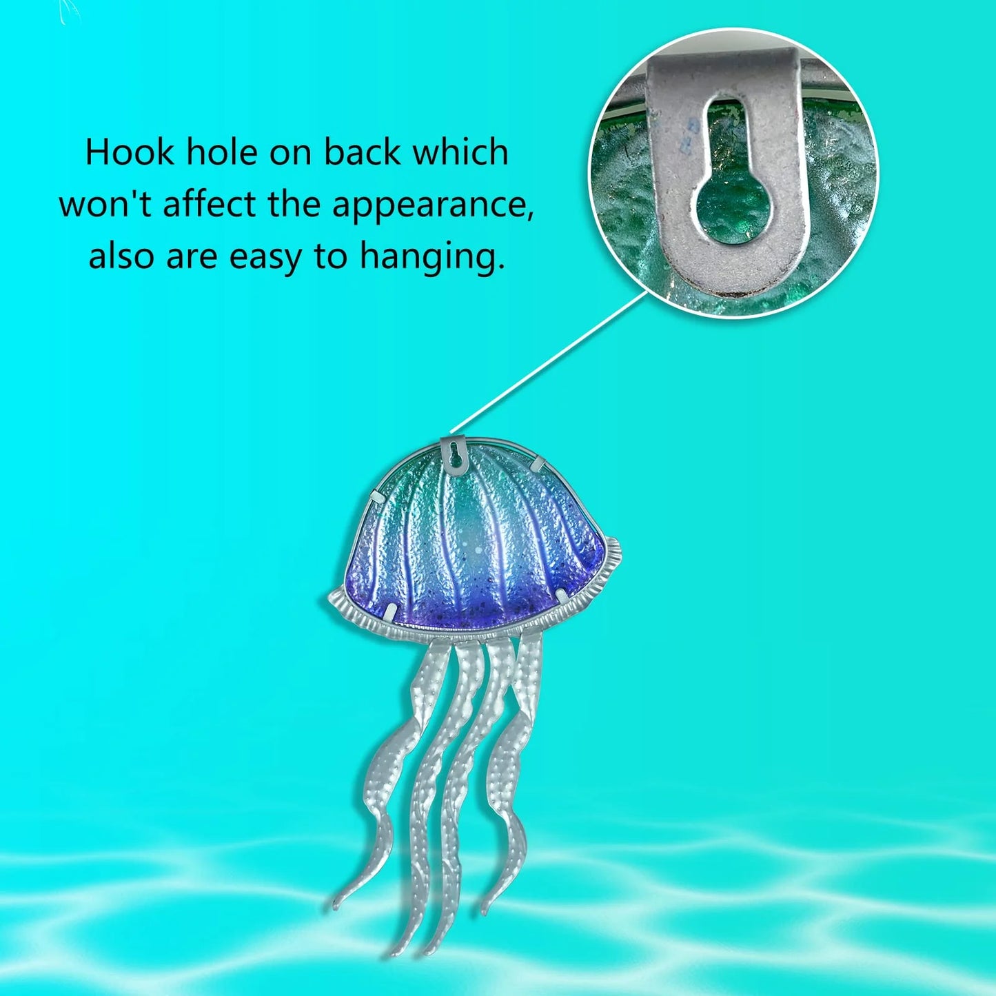 2 Pack Metal Jellyfish Wall Decor-Blue Jellyfish Ocean Wall Art for Bedroom,Bathroom,Kitchen 7.8 X 15 Inches