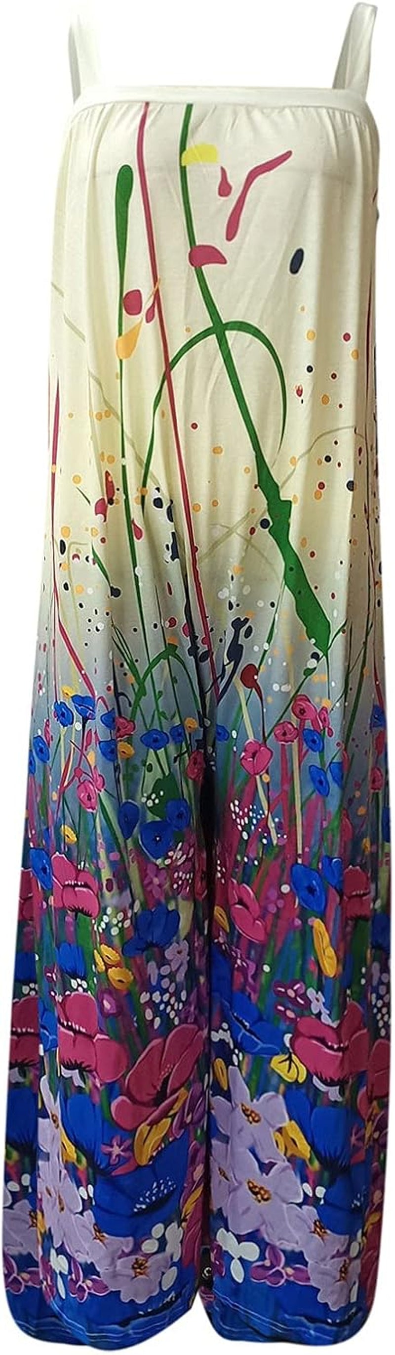 Womens Ethnic Style Suspender Jumpsuit Loose Baggy Cotton Wide Leg Drop Crotch Printed Bib Overalls Rompers Purple Medium