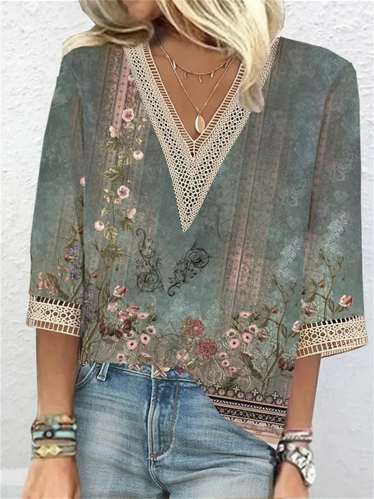 Summer V-Neck Blouse for Women