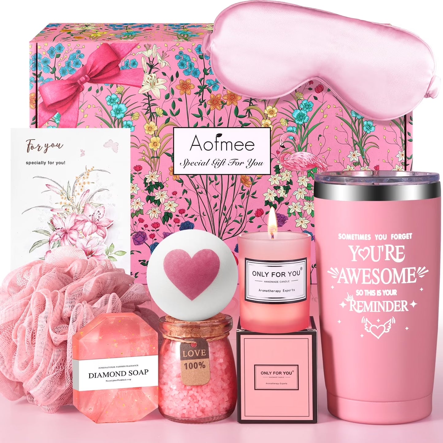 Gift Baskets for Women, 8 Pcs Rose Bath and Body Care Set, Beauty Spa Birthday Mother'S Day Gifts for Her, Pink