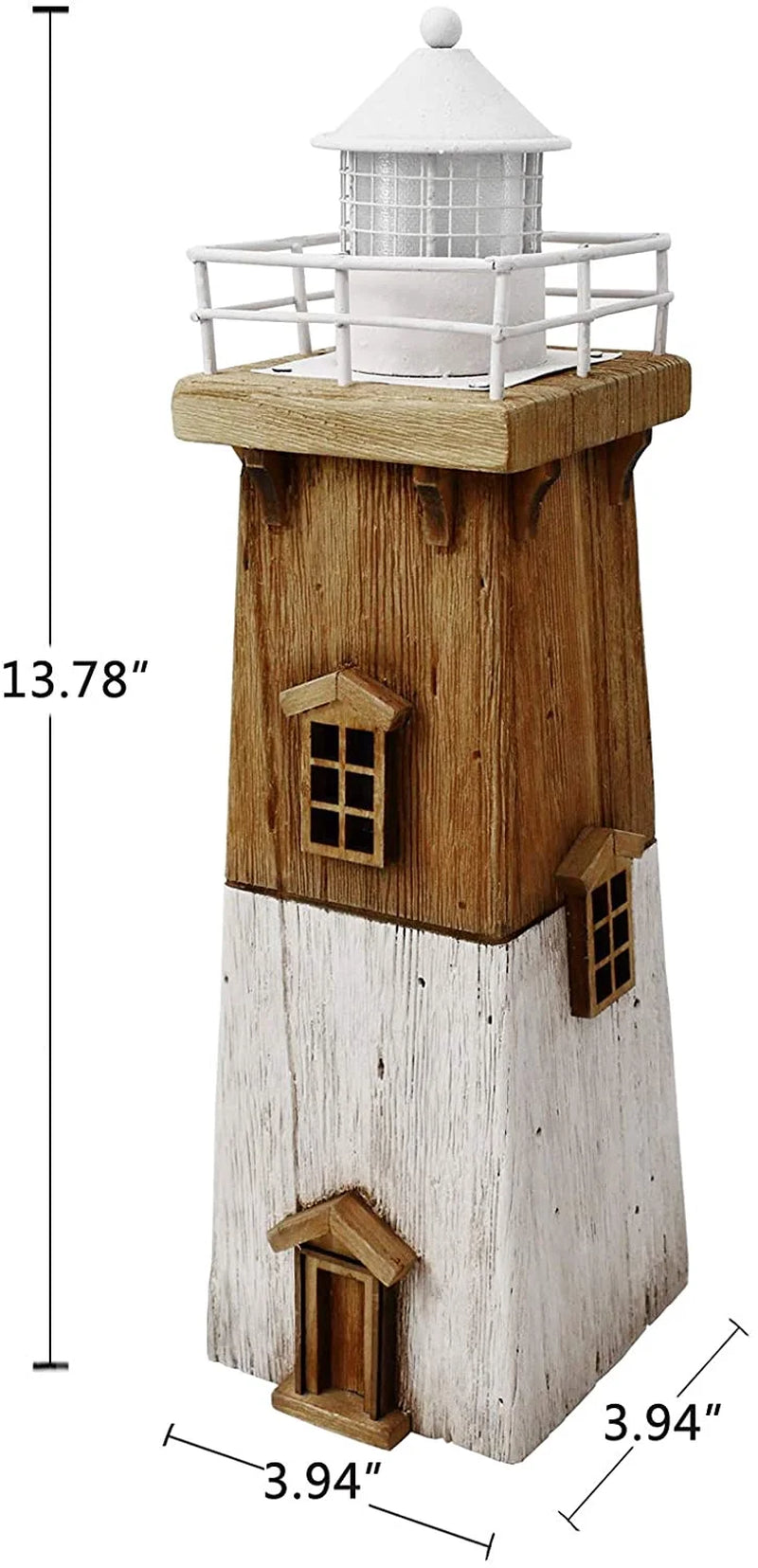 Wooden Lighthouse Decor with Light, Decorative Nautical Lighthouse Rustic Ocean Sea Beach Themed Lighthouse Decoration, Handcrafted Tabletop Nautical Themed Home Decor Bathroom Decor (13.78H)