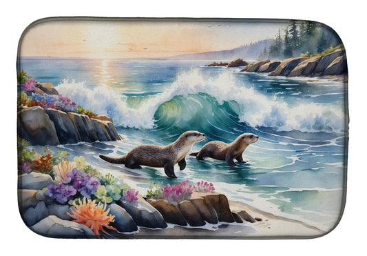 Coastal Wildlife Seals Dish Drying Mat