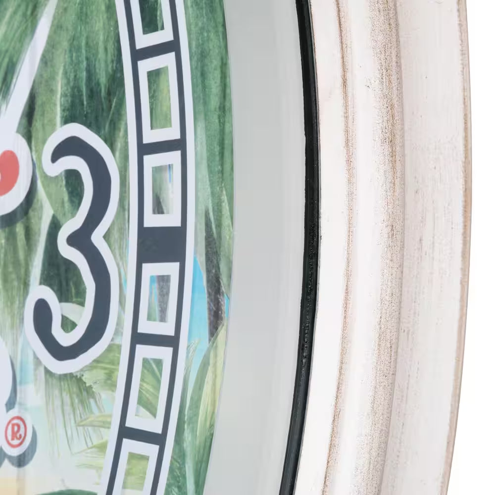 26.2 In. Indoor/Outdoor Whitewashed Margaritaville Analog Quartz Wall Clock with Temperature