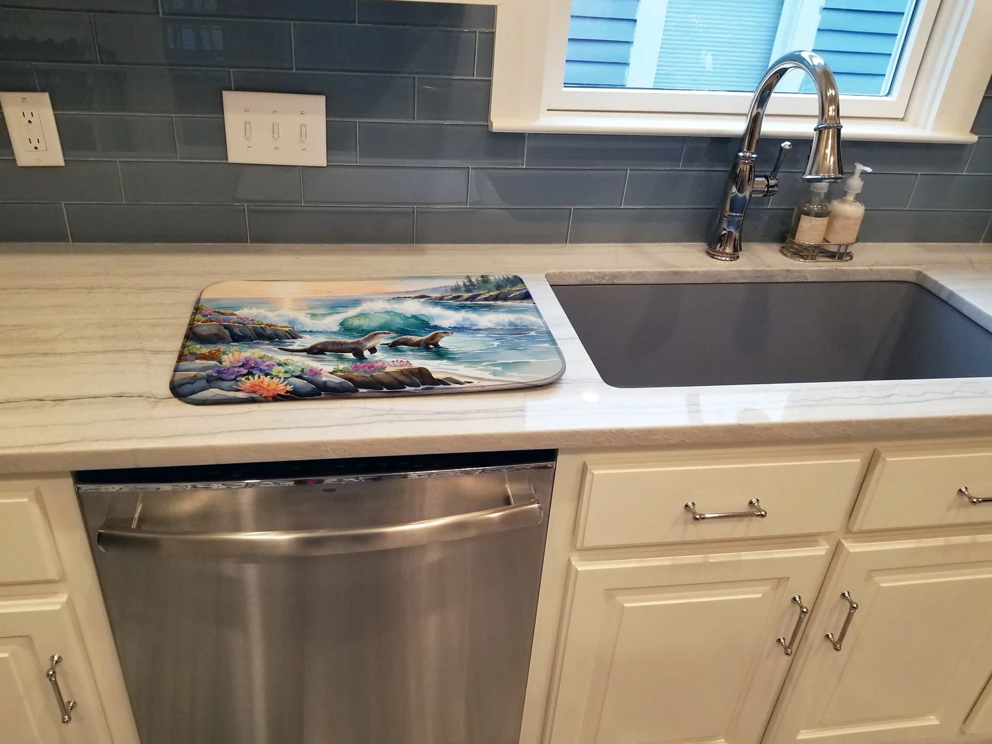 Coastal Wildlife Seals Dish Drying Mat
