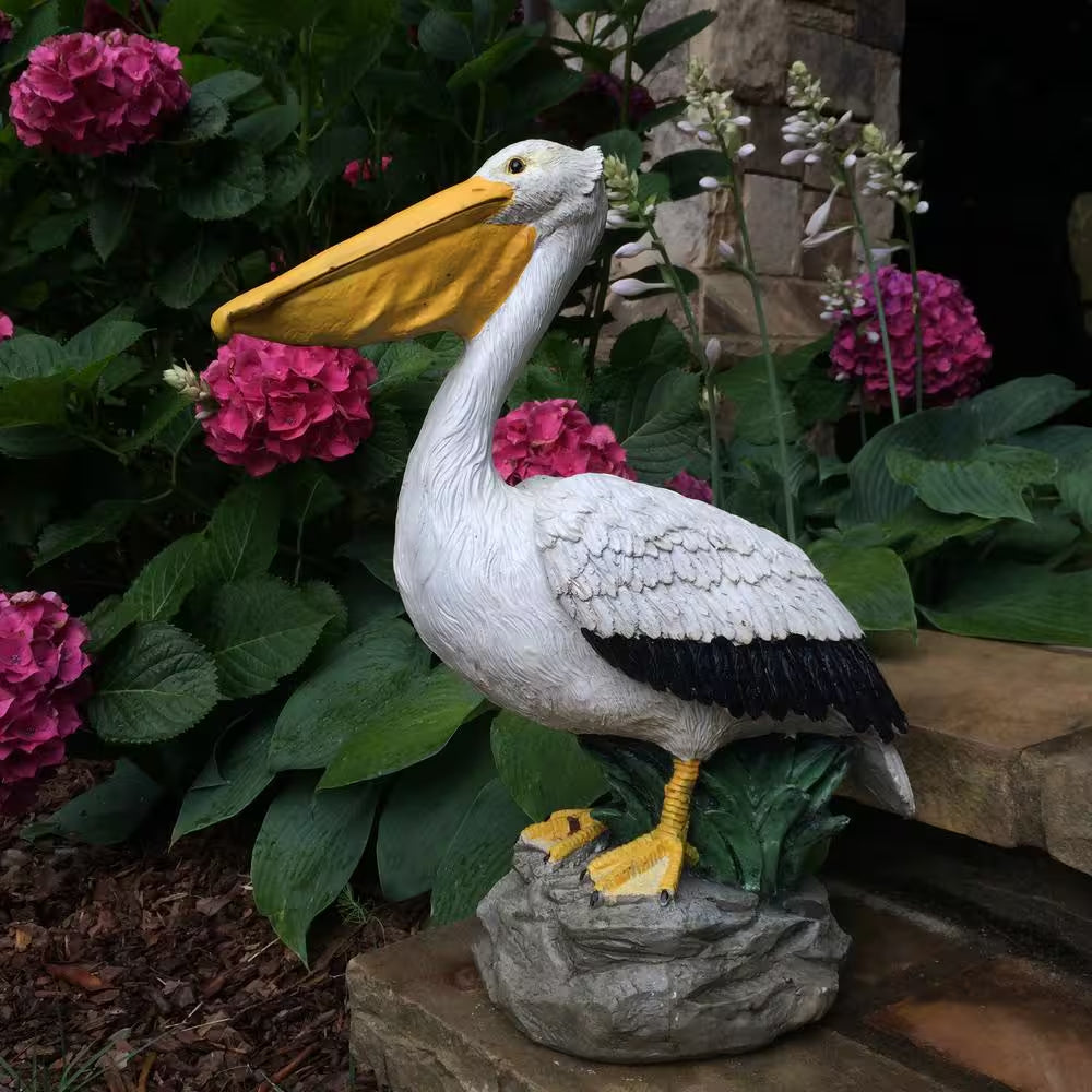 20 In. Pelican Bronze Collectible Beach Statue on Coastal Rock