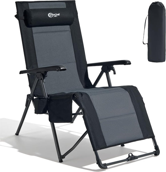Portable Zero Gravity Chair, Lounge Chair Outdoor Oversized Zero Gravity Chair Folding Lounge Chair with Adjustable Pillows and Cup Holder for Poolside Backyard and Lawn, Support 350Lbs