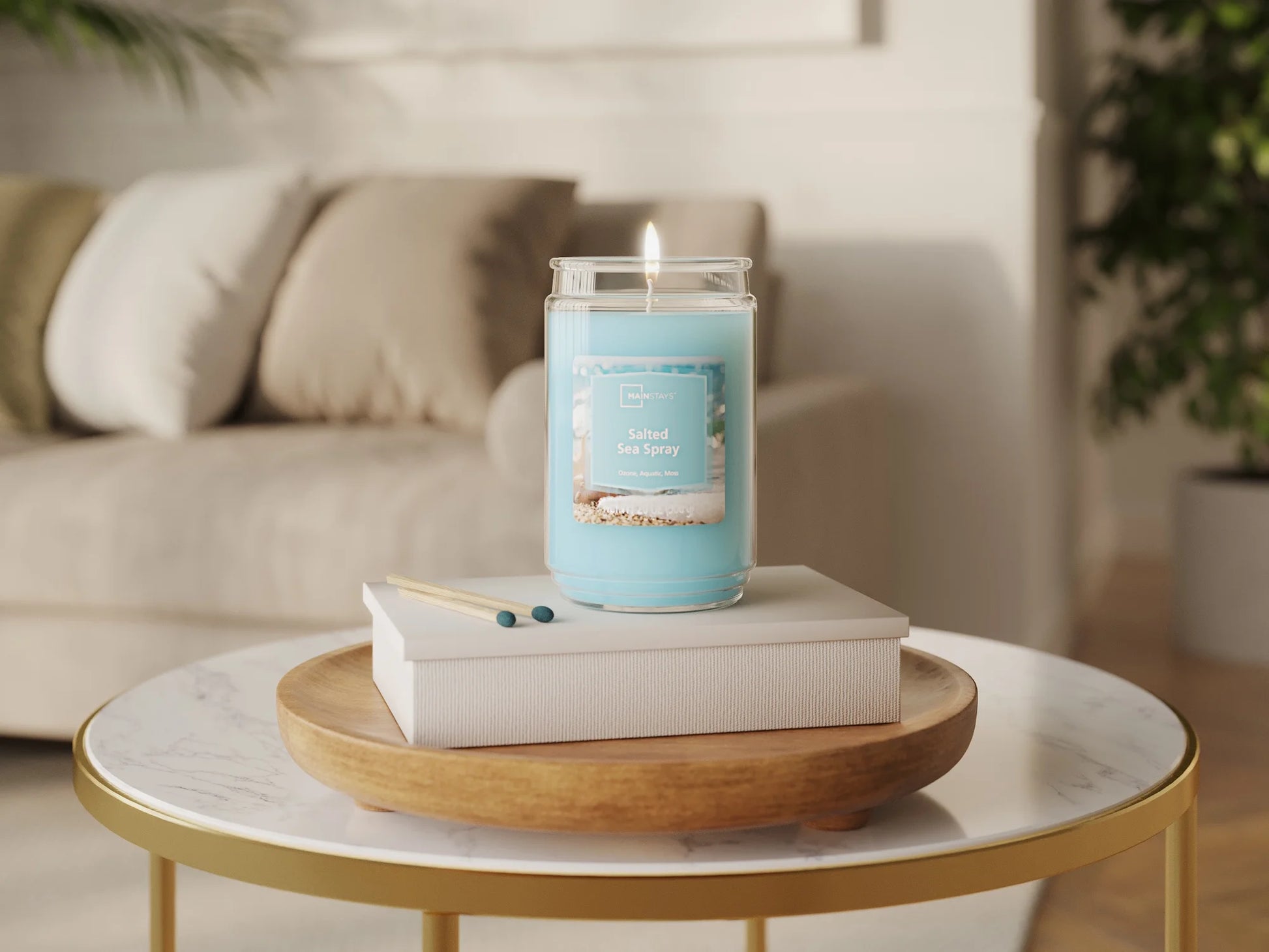 Single-Wick Scented Glass Jar Candle, Salted Sea Spray, 20Oz.