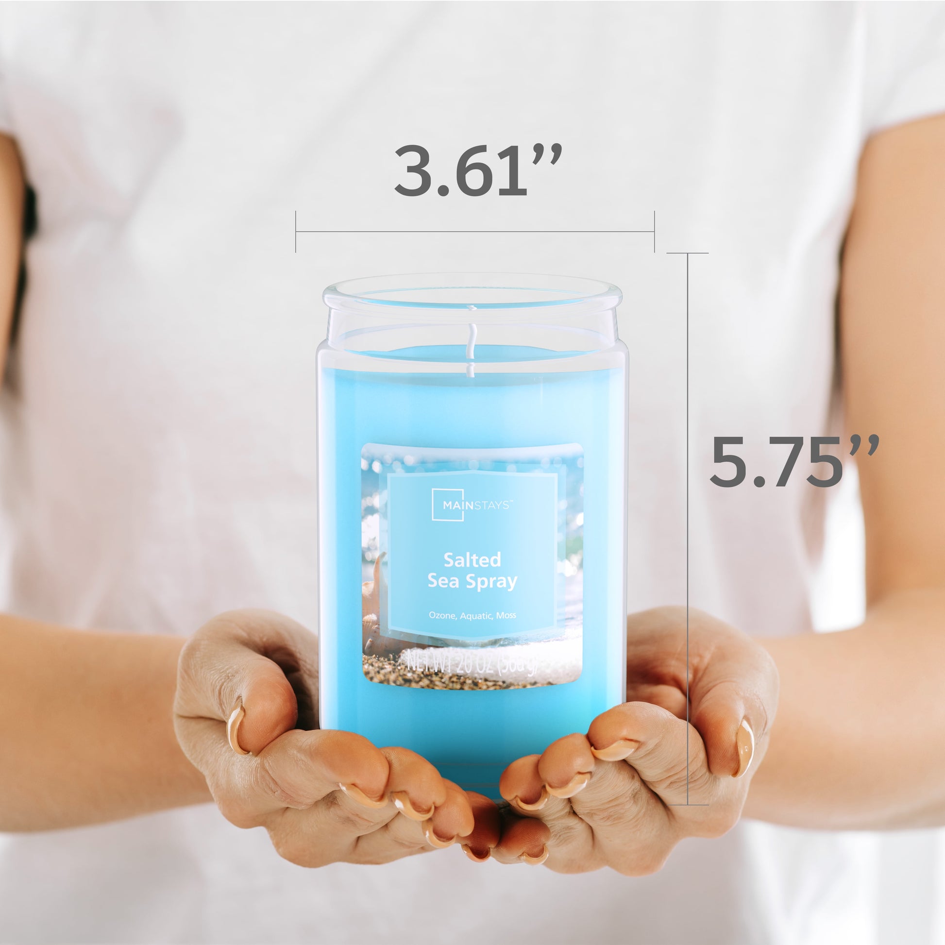 Single-Wick Scented Glass Jar Candle, Salted Sea Spray, 20Oz.