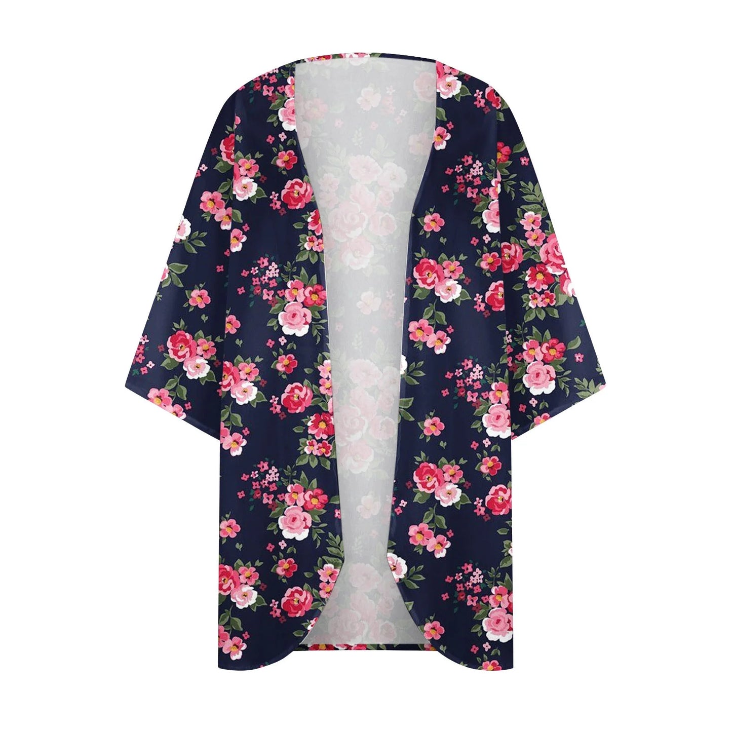 Dyegold Women'S and Women'S plus Pink Floral Sheer Chiffon Swimwear Coverup, Size L