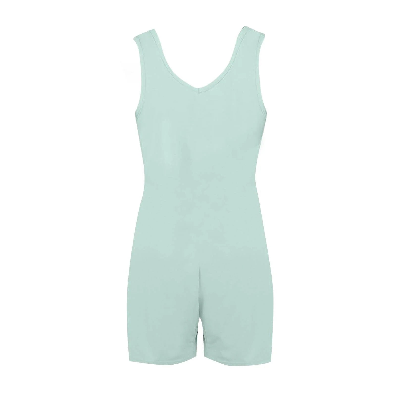 Summer 2026 Short Jumpsuits for Women Casual Rompers Sleeveless Loose Spaghetti Strap Shorts Overalls Jumpers with Pockets Light Blue,L