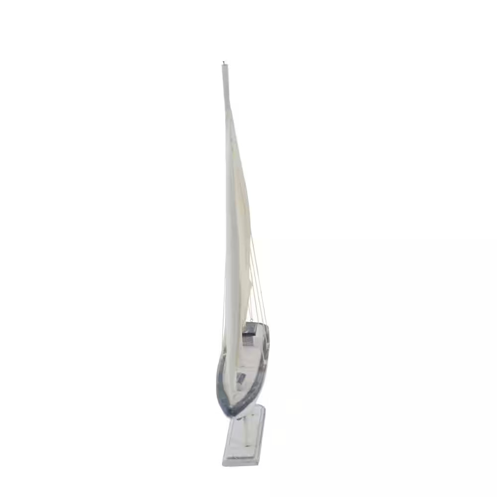 Oriana White 17 In. X 25 In. Wood Sail Boat Sculpture (Set of 2)