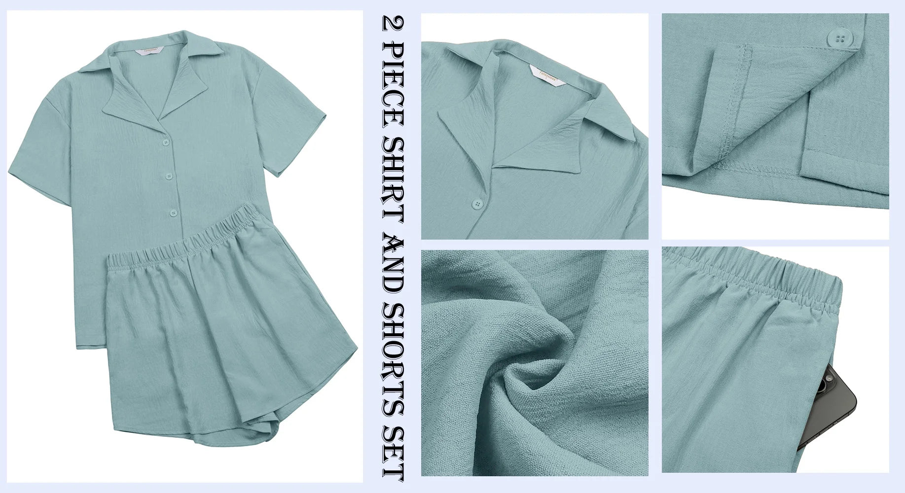 2 Piece Womens Outfit Sets Button down Shirts and Shorts Casual Lounge Sets Short Sleeve Pajamas Sets Summer Loungewear
