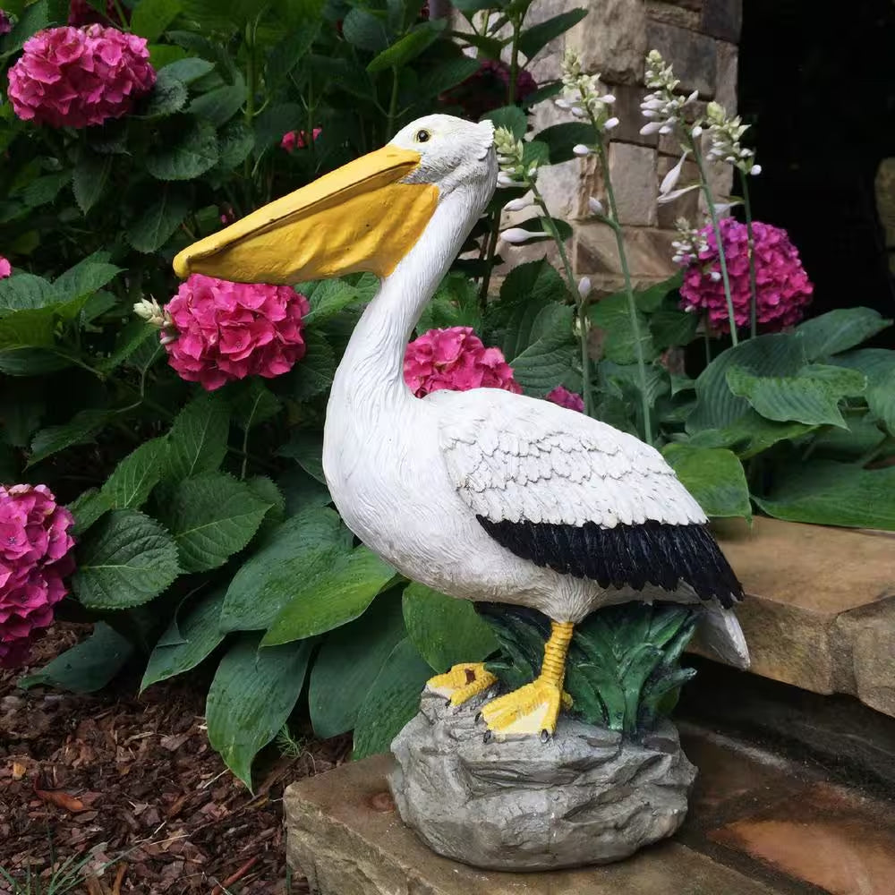 20 In. Pelican Bronze Collectible Beach Statue on Coastal Rock