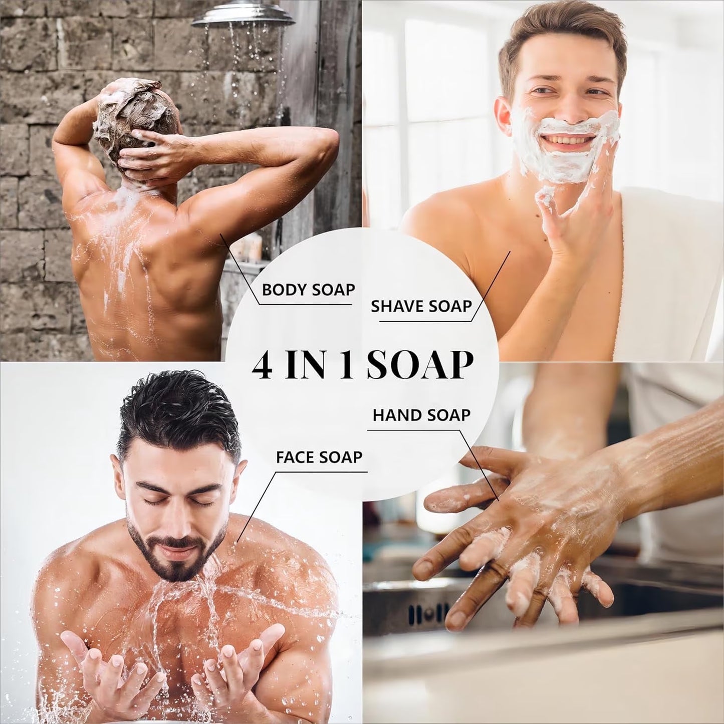 Mens Bar Soap Bath Sets for Men Father'S Day Gifts, Natural Clean & Fresh & Moisturizing & Exfoliating Scrub Soap Bar|3.5Oz of 6 Bars