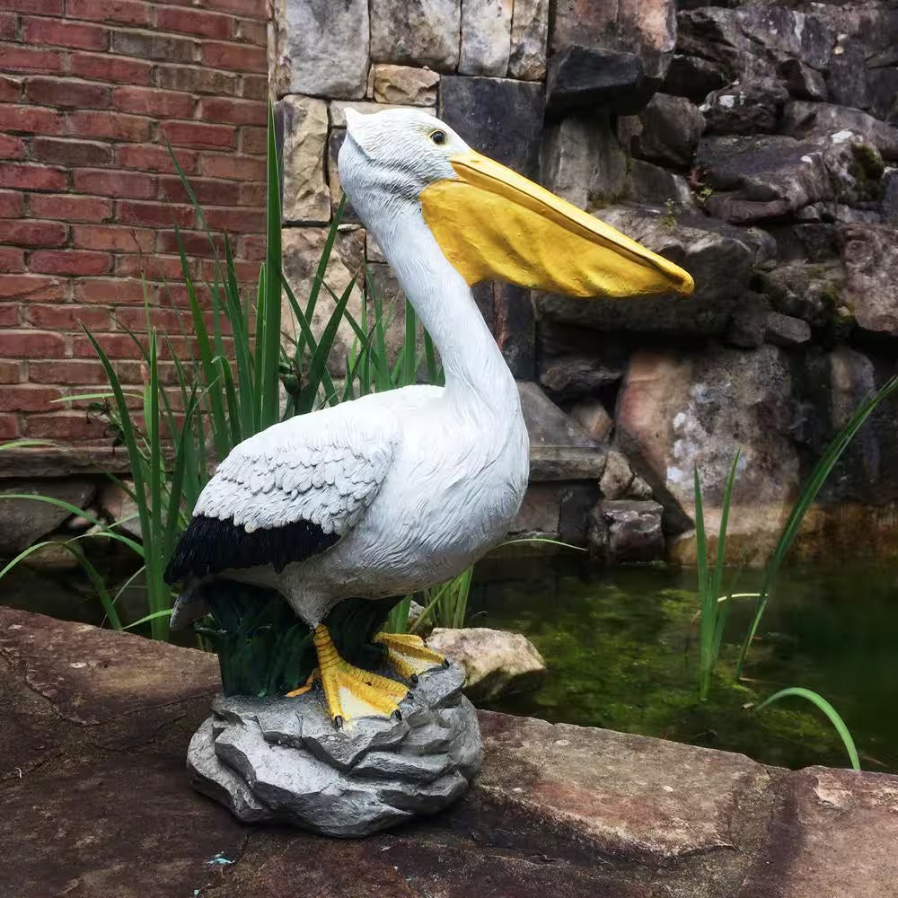 20 In. Pelican Bronze Collectible Beach Statue on Coastal Rock