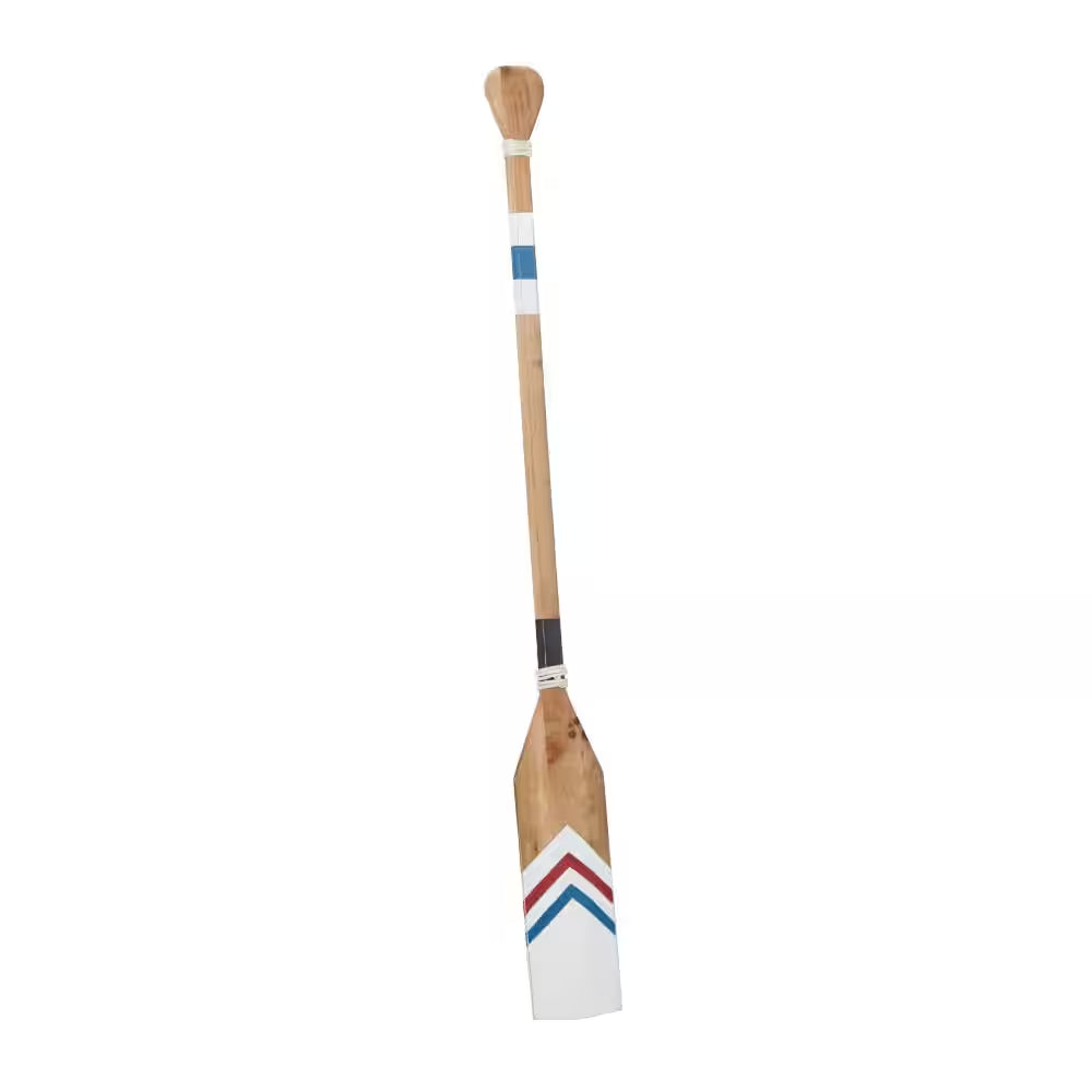 7 In. X 58 In. Wood White Novelty Canoe Oar Paddle Wall Decor with Arrow and Stripe Patterns