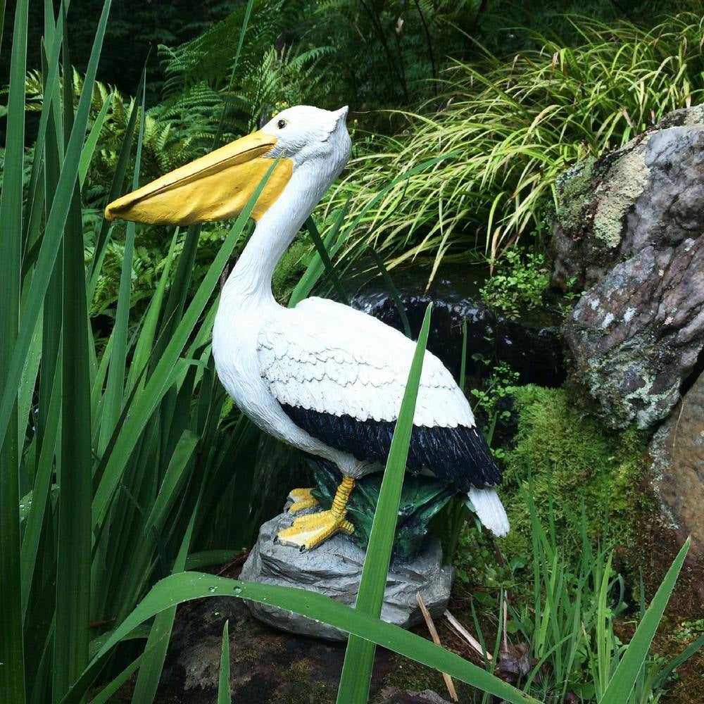 20 In. Pelican Bronze Collectible Beach Statue on Coastal Rock
