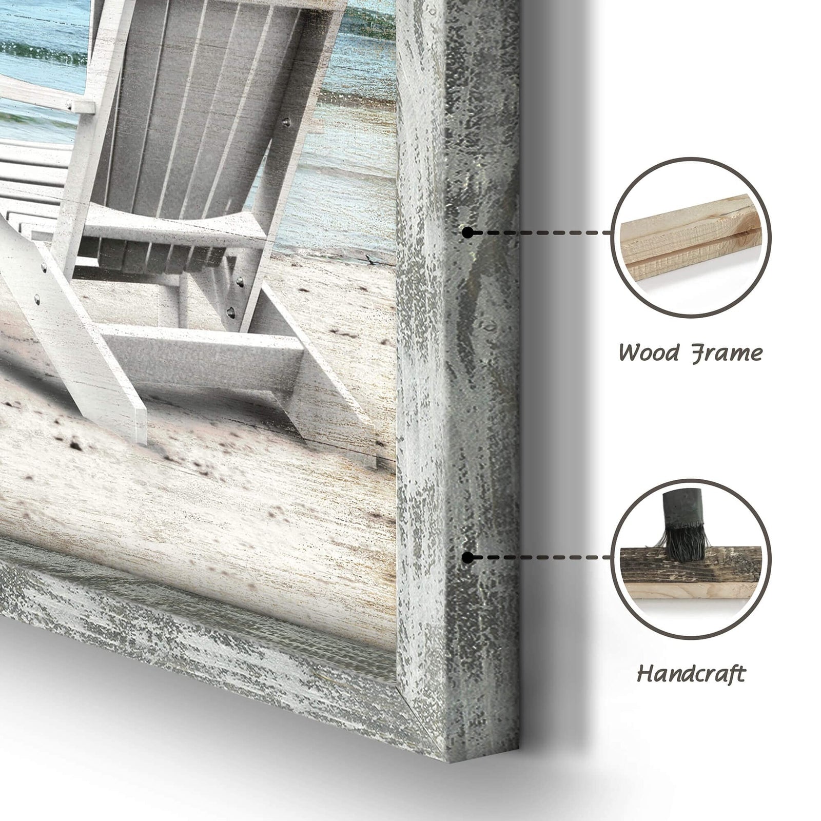Coastal Pictures Framed Wall Artwork: Seascape Wall Decor Set of 3 Beach Chai...