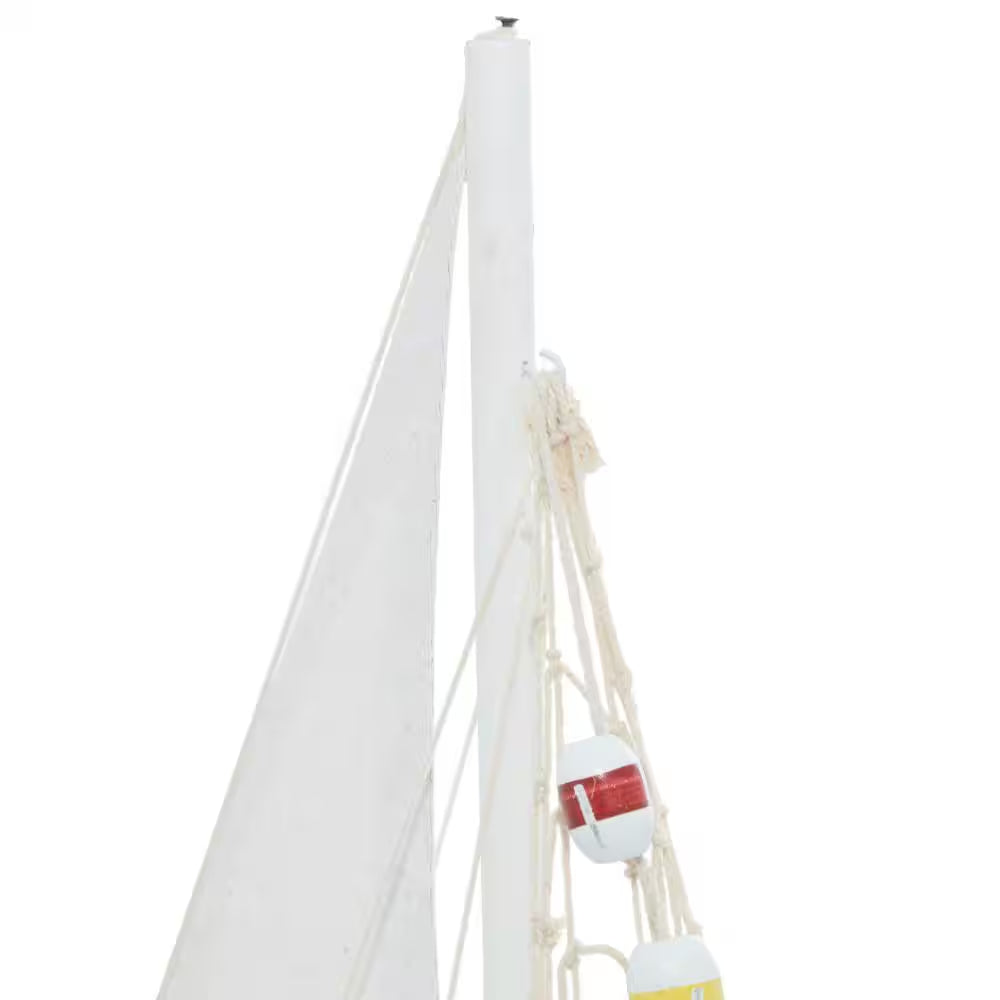 Oriana White 17 In. X 25 In. Wood Sail Boat Sculpture (Set of 2)