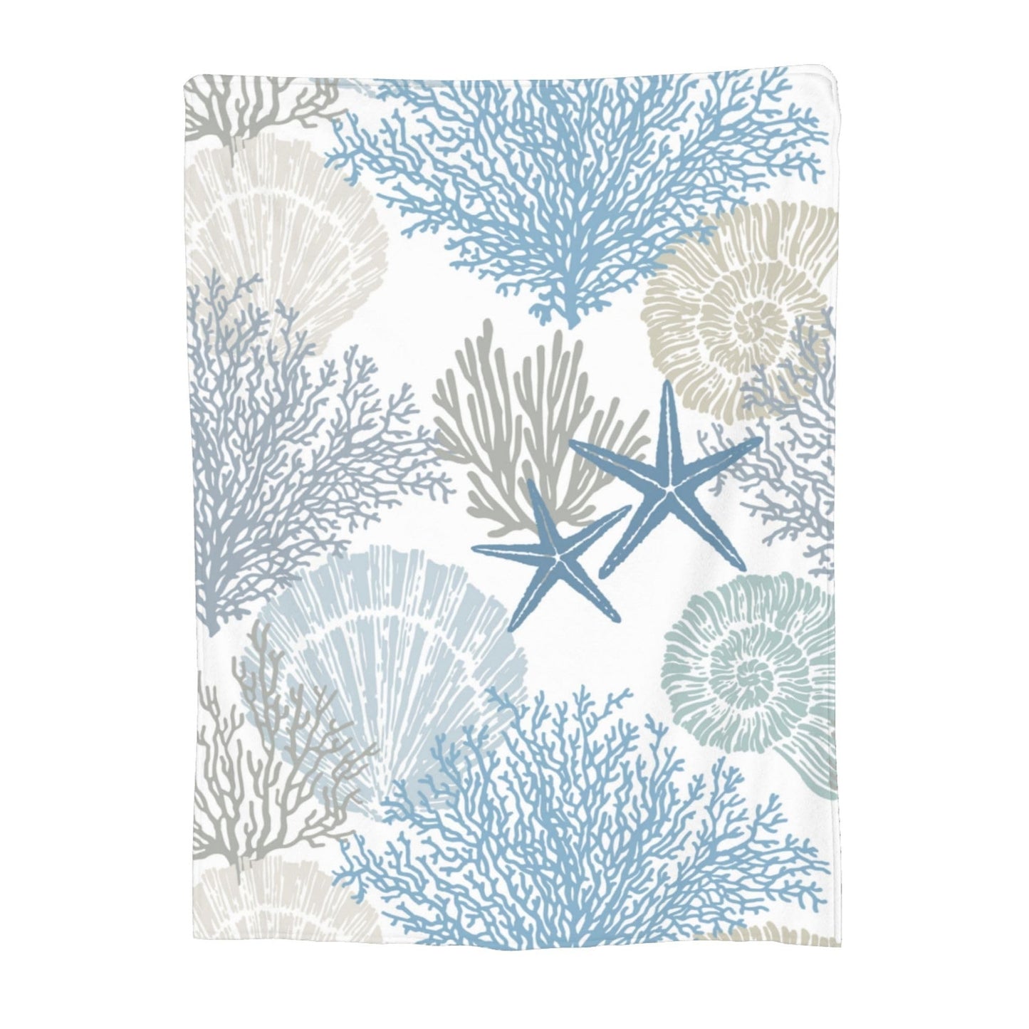 Nautical Coastal Blanket Starfish Seashell Coral Beach Themed Throw Blankets ...