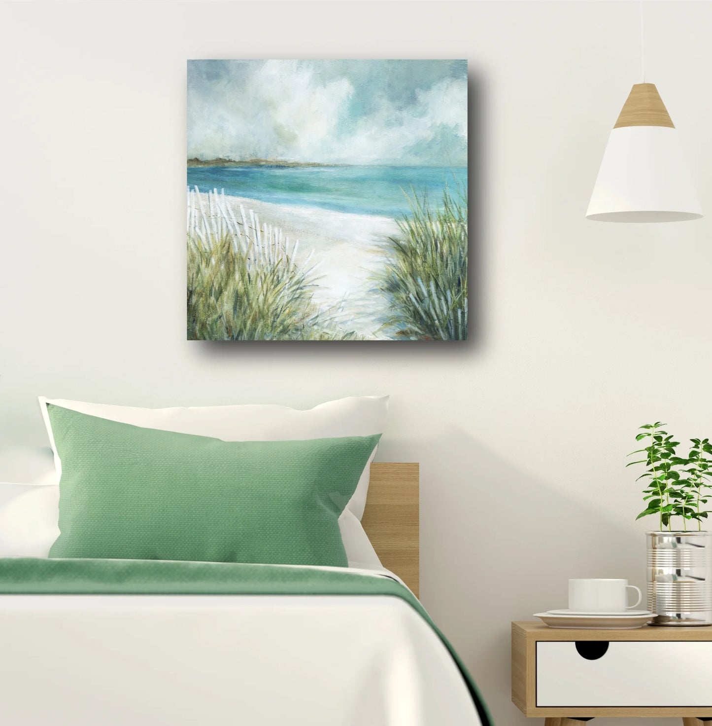 Coastal Fences 16"X16" Gallery-Wrapped Canvas Wall Art