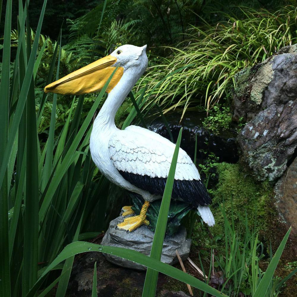 20 In. Pelican Bronze Collectible Beach Statue on Coastal Rock