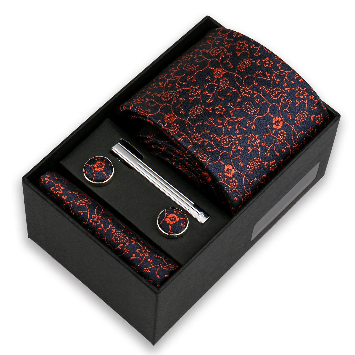 Luxury Tie Set for Men Wedding Gift Box Business Party Fashion Men Tie Set Paisley Handchief Cufflink Tie-Clip Suit Gift for Man