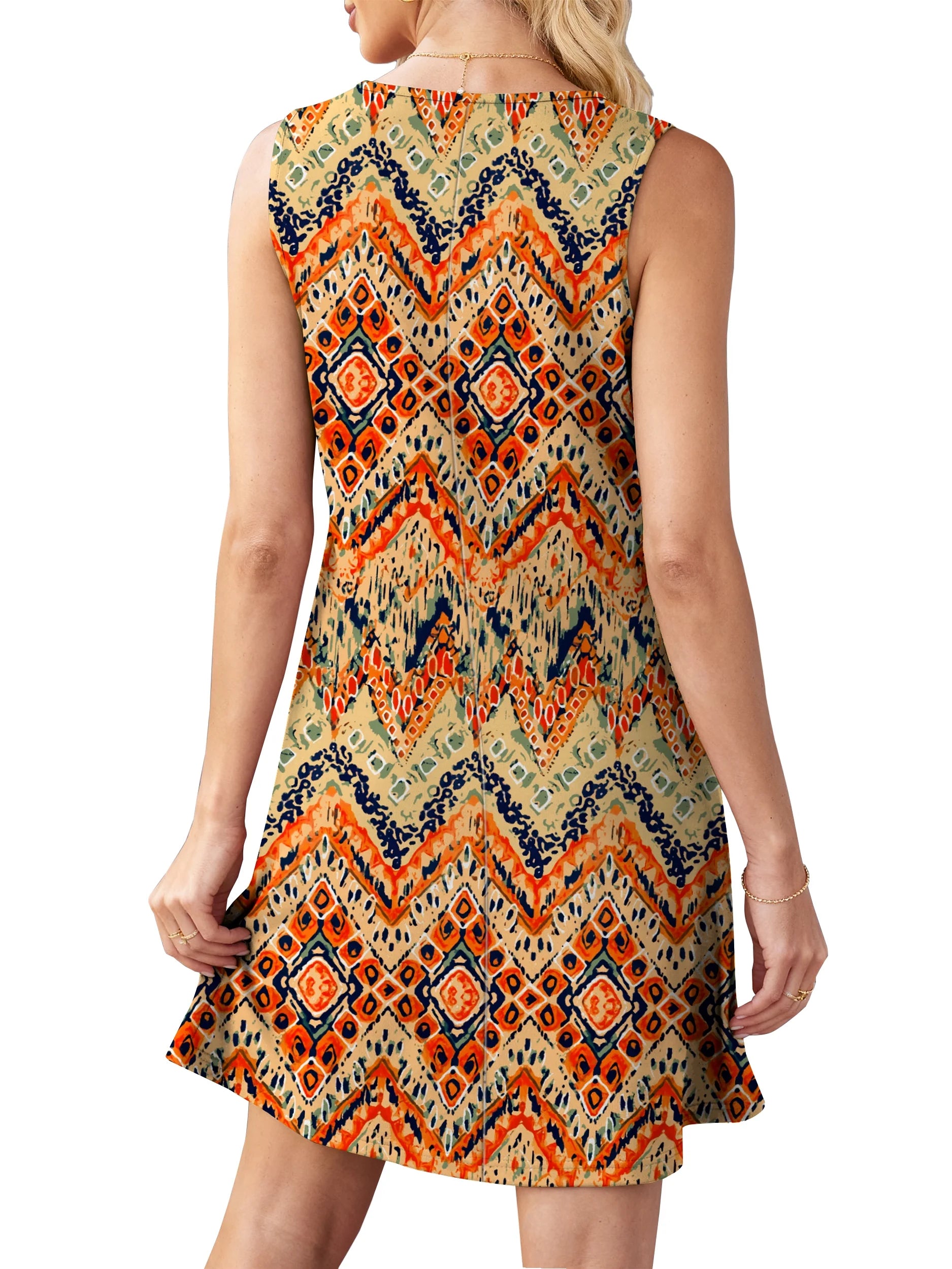 Pleated Tank Dresses for Women Fashion Summer Sleeveless Sundress Casual Beach Dress with Pockets